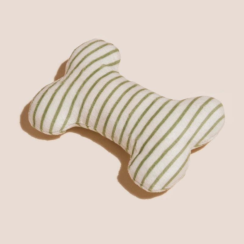 Green Striped Bone Shaped Plush Toy 6"
