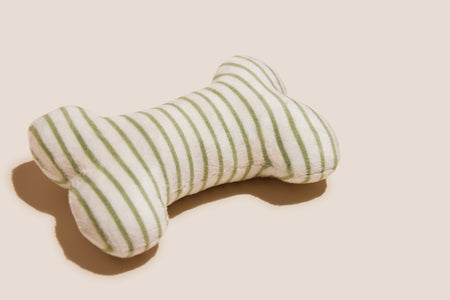 6" Green and Ivory Floral + Green Striped Bone Shaped Plush Toy