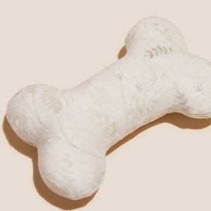 Green and Ivory Floral Bone Shaped Plush Toy 6"