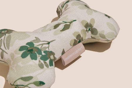 Green Floral Bone Shaped Plush Toy 8"