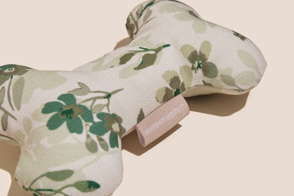 Green Floral Bone Shaped Plush Toy 8"
