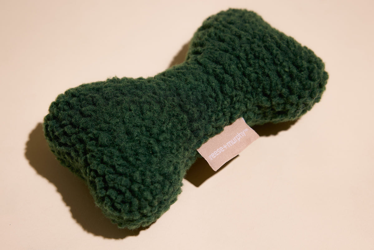 Green Sherpa Bone Shaped Plush Toy 8"