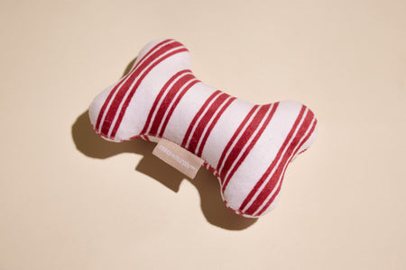 Red Striped Bone Shaped Plush Toy 6"