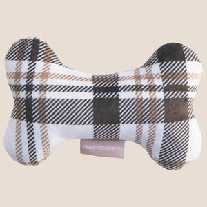 Brown Plaid Bone Shaped Plush Toy 6"