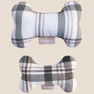 Brown Plaid Bone Shaped Plush Toy Bundle