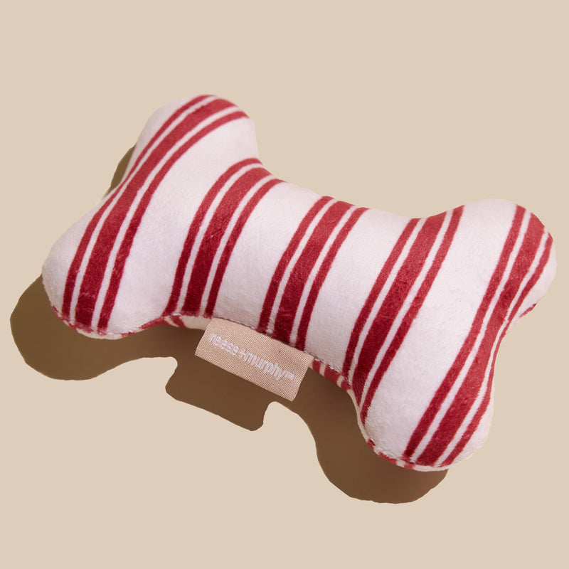 Red and White Striped Bone Shaped Plush Toy Bundle