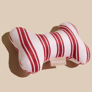 Red Striped Bone Shaped Plush Toy 8"