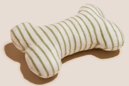 Green Striped Bone Shaped Plush Toy 6"