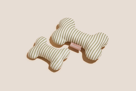 Green Striped Bone Shaped Plush Toy 6"