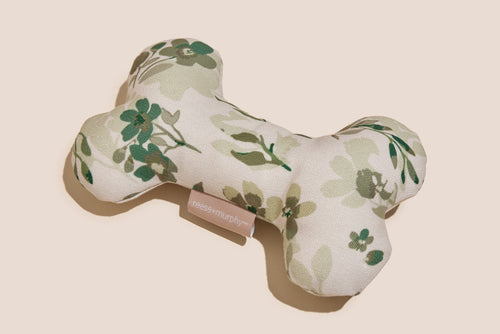 Green Floral Bone Shaped Plush Toy 8"