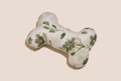 Green Floral Bone Shaped Plush Toy 6"