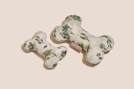 Green Floral Bone Shaped Plush Toy 8"