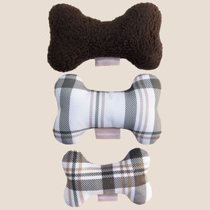 Brown Plaid Bone Shaped Plush Toy 6"