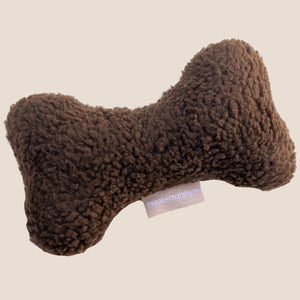 8" Chocolate Sherpa + 6" Brown Plaid Bone Shaped Plush Toy