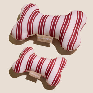 Red and White Striped Bone Shaped Plush Toy Bundle